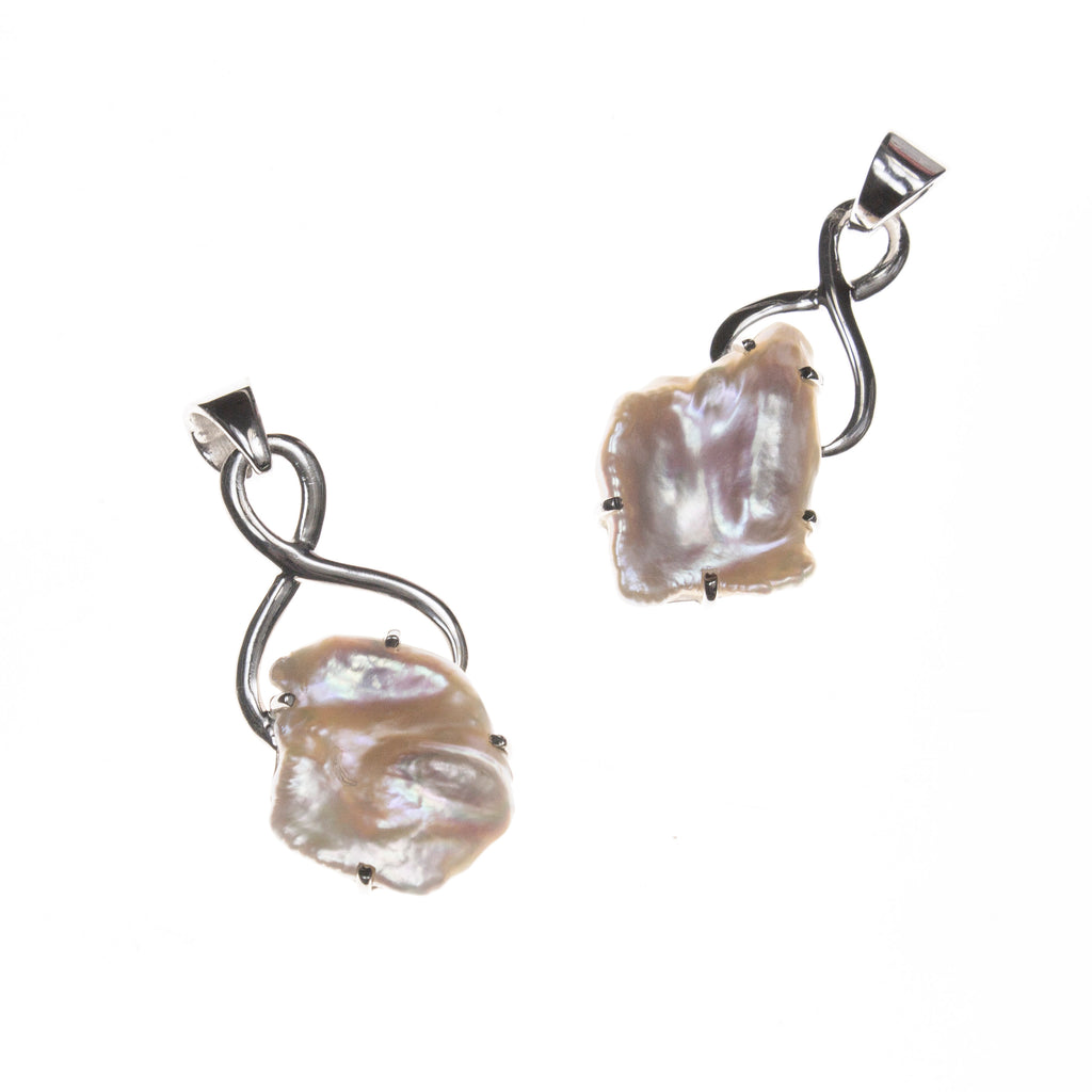 Sterling Silver Blister Pearl Infinity Prong Pendant