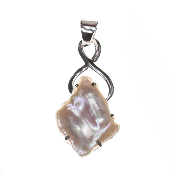 Sterling Silver Blister Pearl Infinity Prong Pendant
