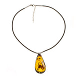 SS Orange Amber Wedge Corded Necklace