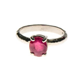 Sterling Silver Ruby Oval Hammered Prong Ring