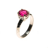 Sterling Silver Ruby Oval Hammered Prong Ring