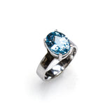 SS Blue Topaz Oval Prong Ring