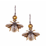 Sterling Silver Gold Filled Fossilized Walrus Ivory Bee Earrings