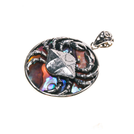 Sterling Silver Amber Crab Pendant