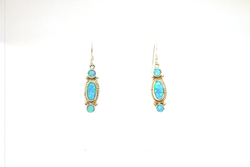SS Created Opal Twists and Beads Earrings