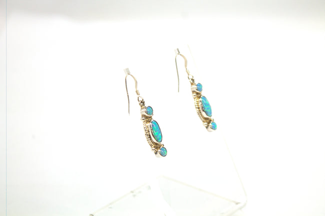SS Created Opal Twists and Beads Earrings