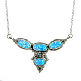 Sterling Silver Created Opal Necklace