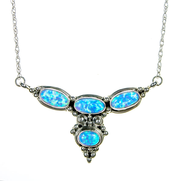 Sterling Silver Created Opal Necklace