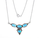 Sterling Silver Created Opal Necklace
