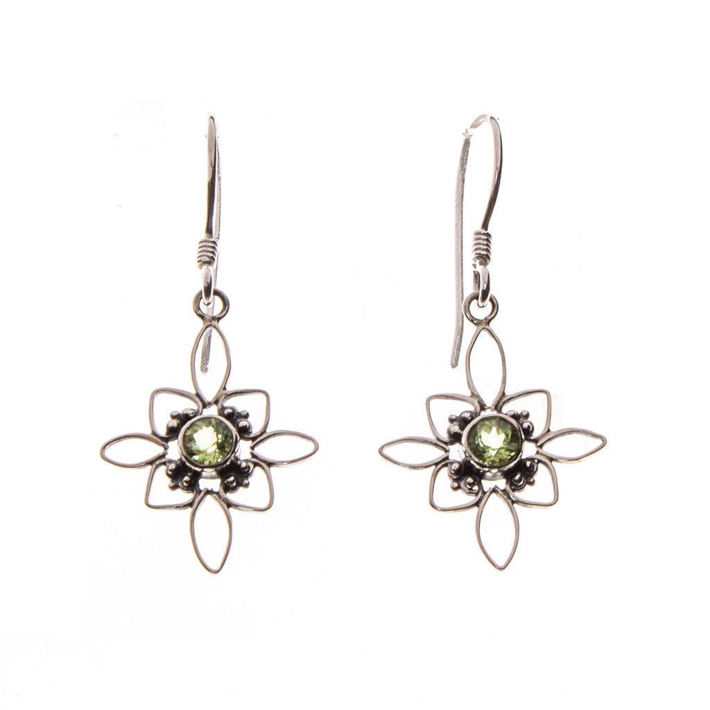 SS Peridot Starburst Flower Earrings