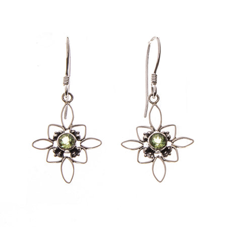 SS Blue Topaz/Peridot Starburst Flower Earrings