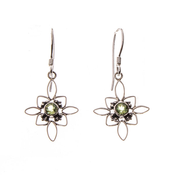 SS Peridot Starburst Flower Earrings