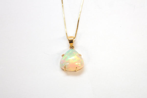 14K Ethiopian Opal Triangle Necklace
