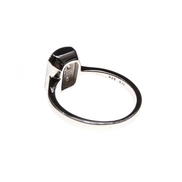 SS CZ & Created Sapphire Stripe Rectangle Ring