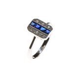 SS CZ & Created Sapphire Stripe Rectangle Ring