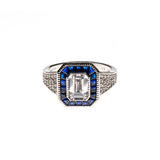 SS CZ & Created Sapphire Rectangle Ring