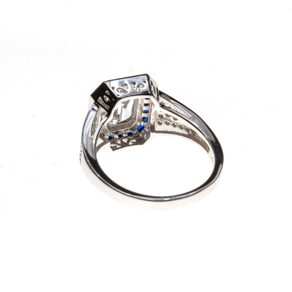 SS CZ & Created Sapphire Rectangle Ring
