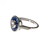 SS Created Sapphire & CZ Circle Ring