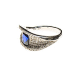 SS Created Sapphire & CZ Wave Ring