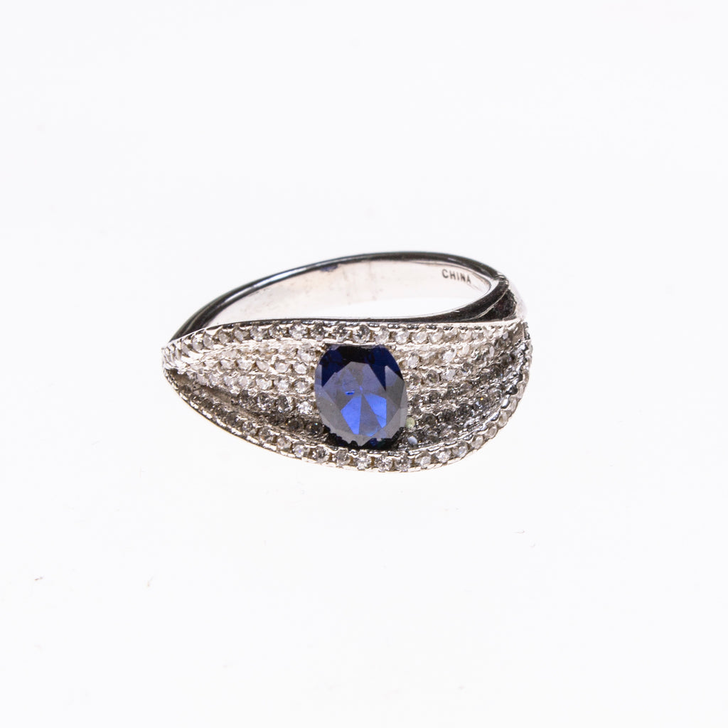 SS Created Sapphire & CZ Wave Ring