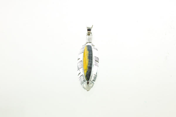 SS Bumblebee Jasper Feather Pendant