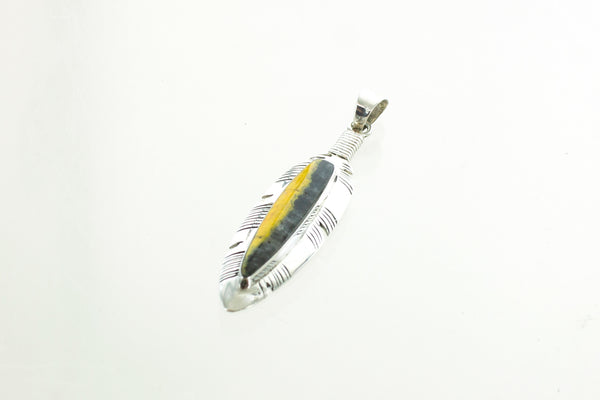 SS Bumblebee Jasper Feather Pendant