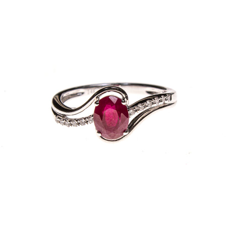 14KW Diamond and Ruby Oval Ring