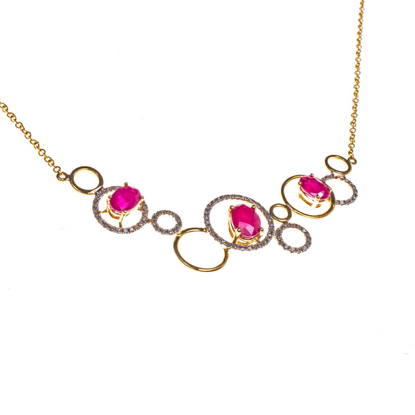 14K Rubies and Rings Necklace
