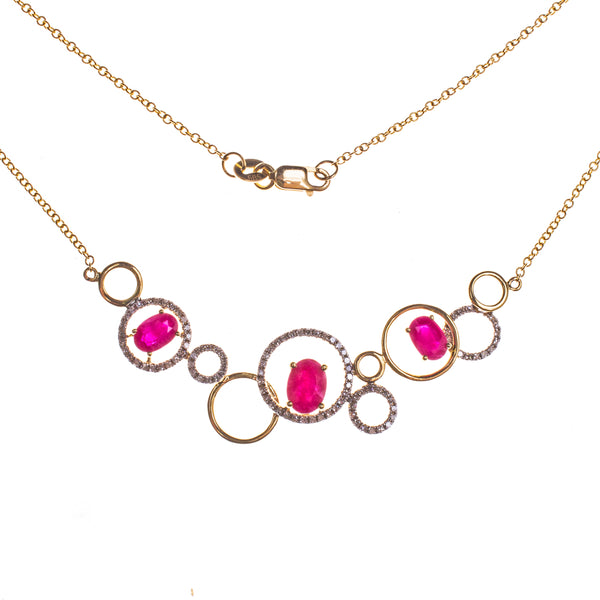 14K Rubies and Rings Necklace