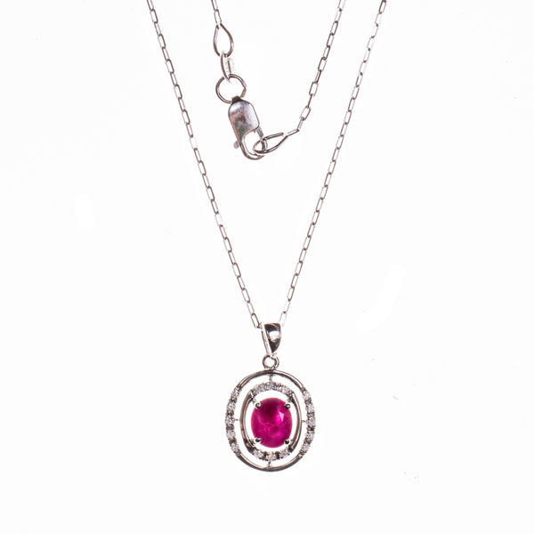 14K Ruby Concentric Oval Necklace