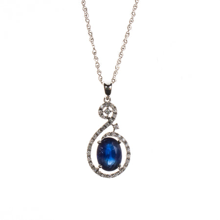 14KW Sapphire and Diamond Pear Drop Earrings