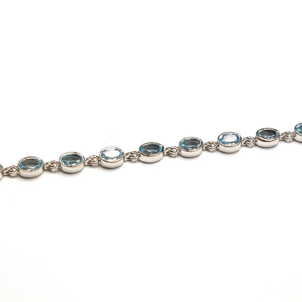 SS 14 Blue Topaz Link Bracelet
