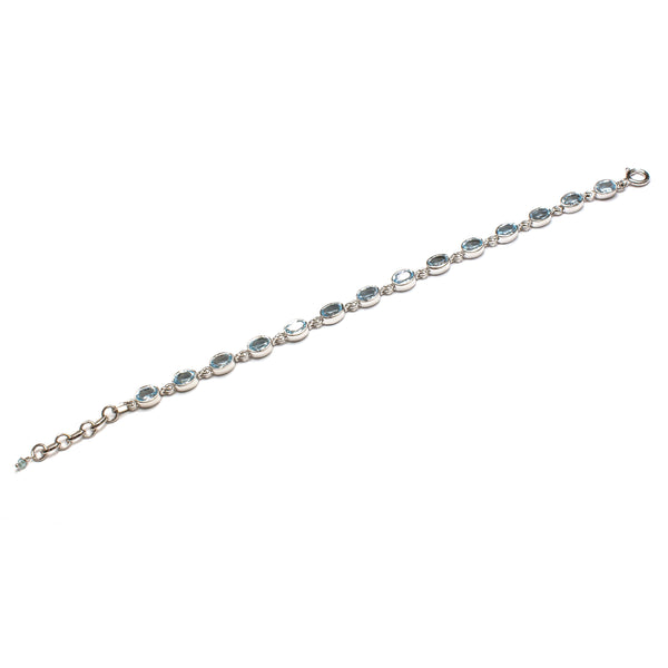 SS 14 Blue Topaz Link Bracelet