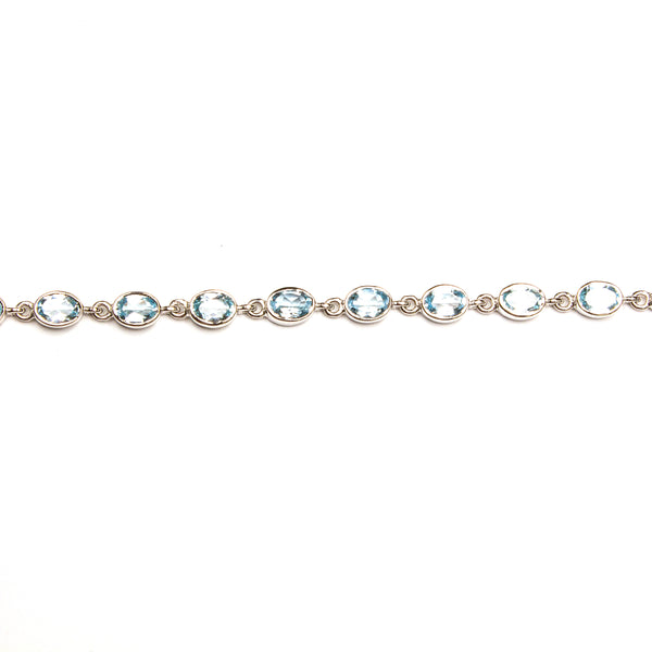 SS 14 Blue Topaz Link Bracelet