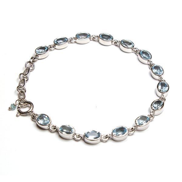 SS 14 Blue Topaz Link Bracelet