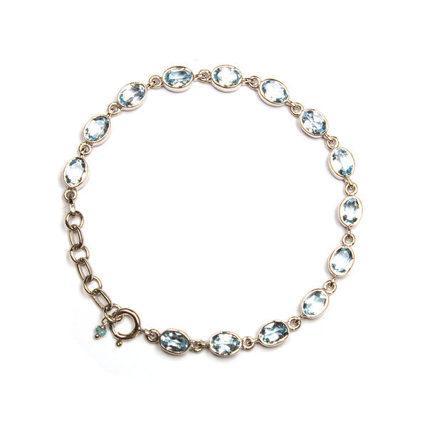 SS 14 Blue Topaz Link Bracelet