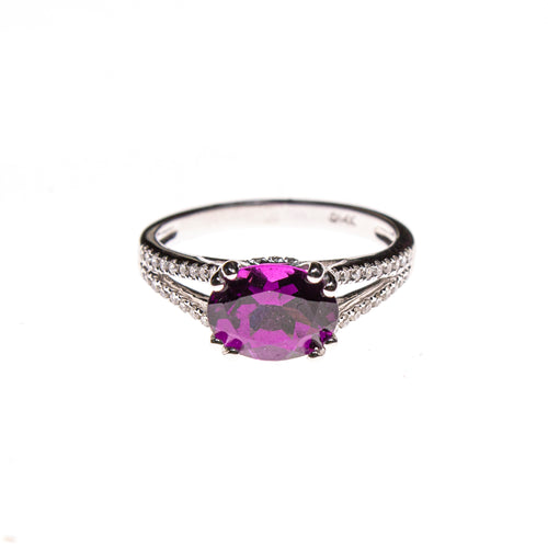 14KW Purple Garnet Split Shank Ring