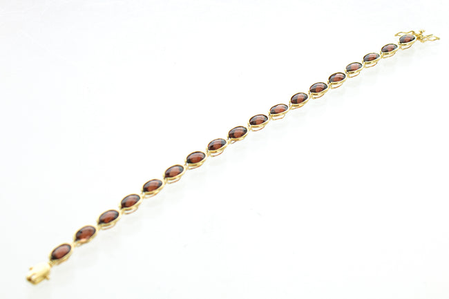 14K Garnet Oval Bezel Bracelet