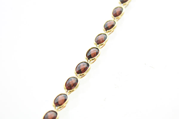 14K Garnet Oval Bezel Bracelet