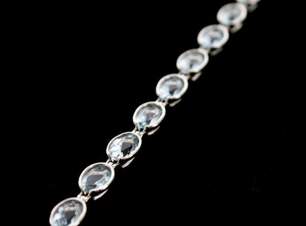 14KW Aquamarine Bezel Bracelet