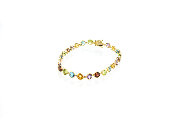 14K Multicolor Rainbow Bezel Bracelet