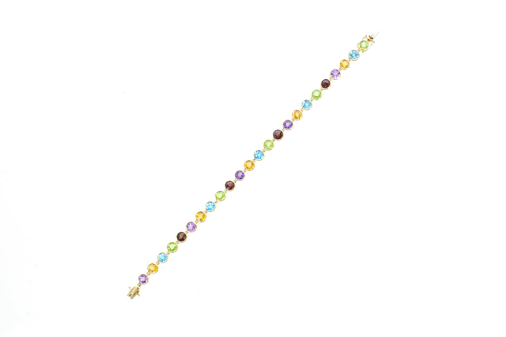 14K Multicolor Rainbow Bezel Bracelet