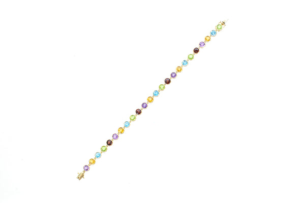 14K Multicolor Rainbow Bezel Bracelet