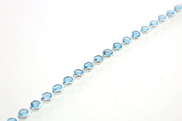 14KW Blue Topaz Bezel Bracelet