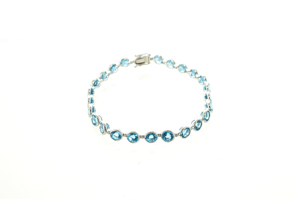 14KW Blue Topaz Bezel Bracelet