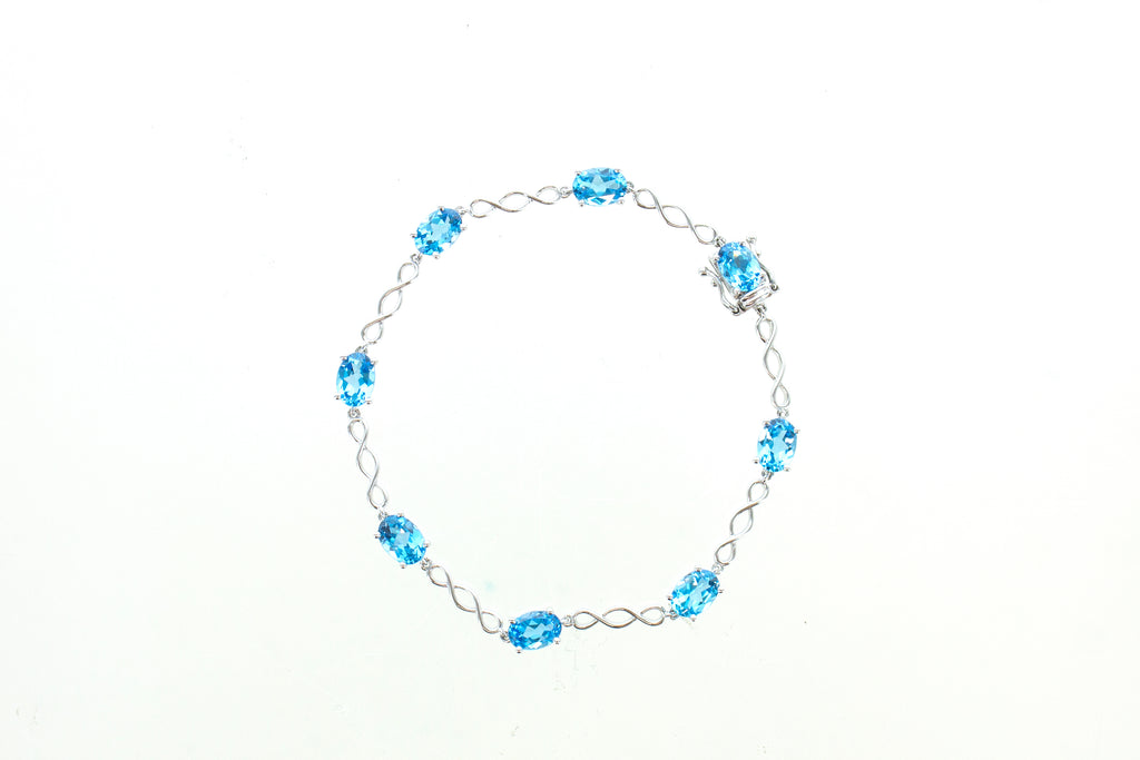 14KW Blue Topaz Helix Bracelet