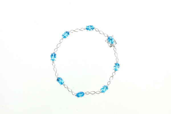 14KW Blue Topaz Helix Bracelet