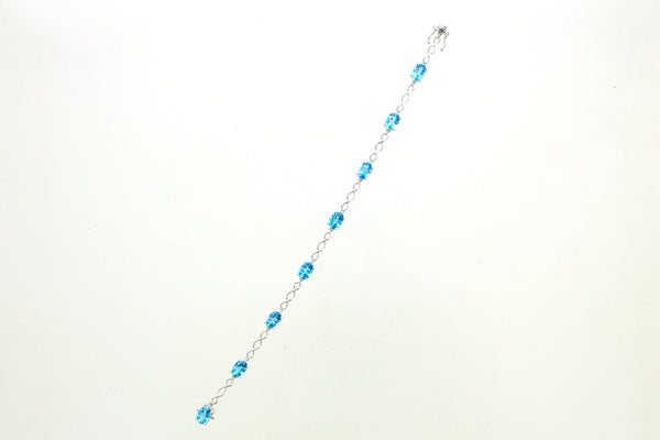 14KW Blue Topaz Helix Bracelet