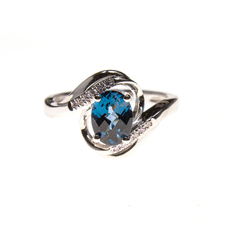 SS Large Rough Blue Topaz Bezel Pendant