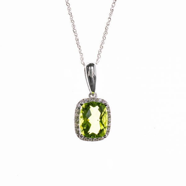 14K Peridot Rectangle Necklace